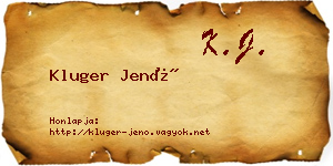 Kluger Jenő névjegykártya